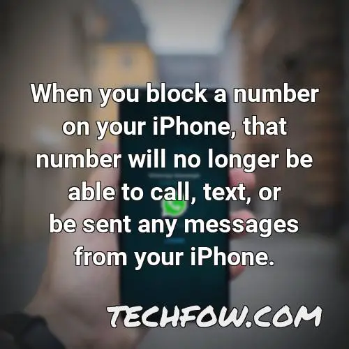 when you block a number on your iphone that number will no longer be able to call text or be sent any messages from your iphone