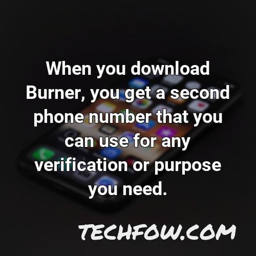 when you download burner you get a second phone number that you can use for any verification or purpose you need
