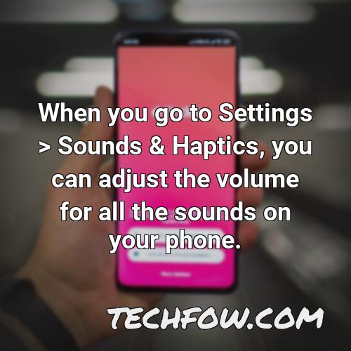 when you go to settings sounds haptics you can adjust the volume for all the sounds on your phone