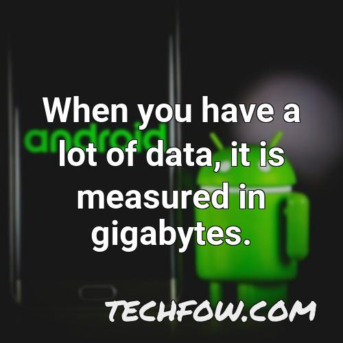 when you have a lot of data it is measured in gigabytes