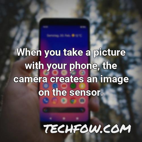 when you take a picture with your phone the camera creates an image on the sensor