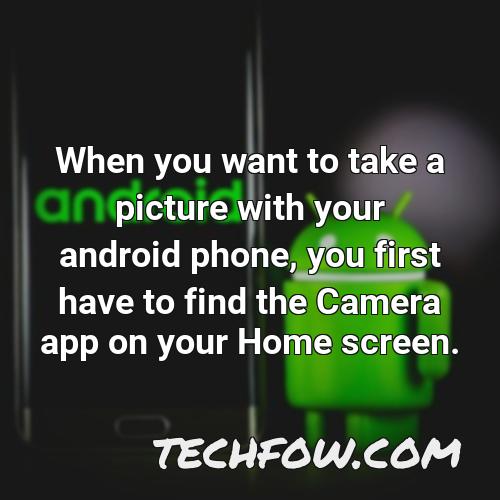 when you want to take a picture with your android phone you first have to find the camera app on your home screen