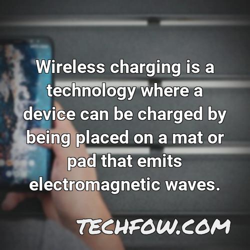wireless charging is a technology where a device can be charged by being placed on a mat or pad that emits electromagnetic waves