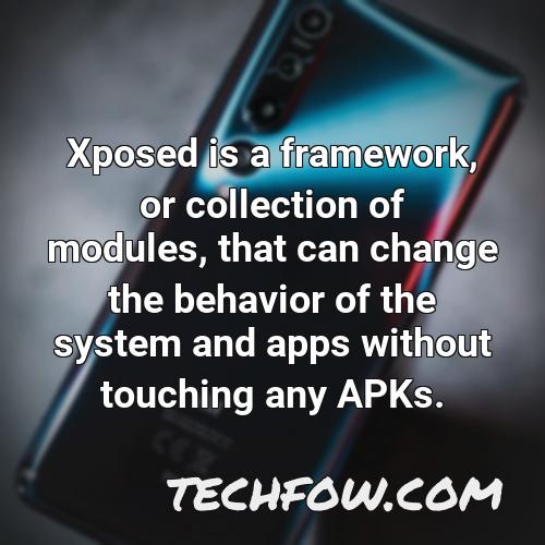 xposed is a framework or collection of modules that can change the behavior of the system and apps without touching any apks