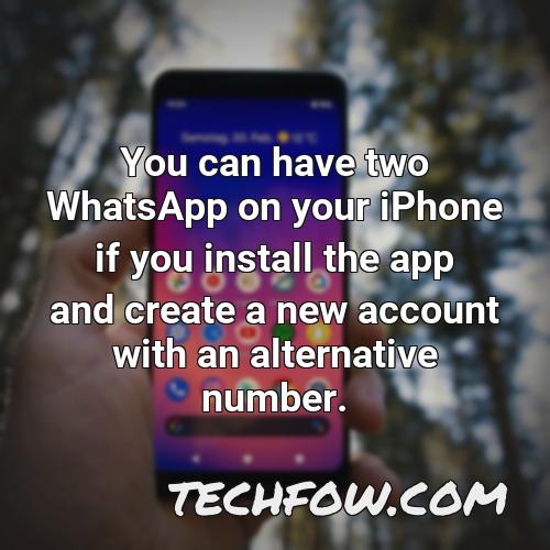 you can have two whatsapp on your iphone if you install the app and create a new account with an alternative number
