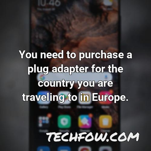you need to purchase a plug adapter for the country you are traveling to in europe