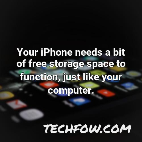 your iphone needs a bit of free storage space to function just like your computer