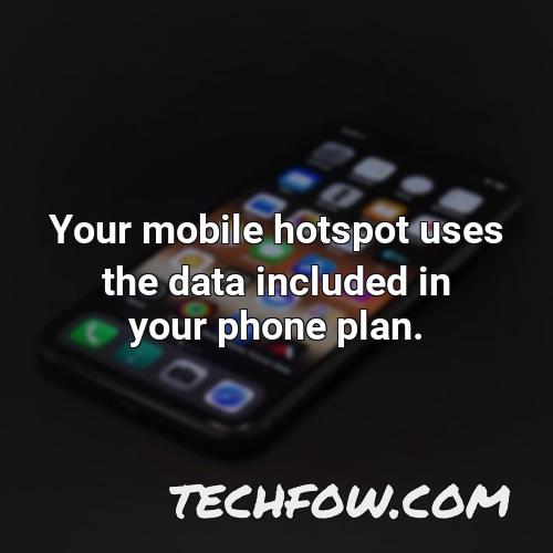 your mobile hotspot uses the data included in your phone plan